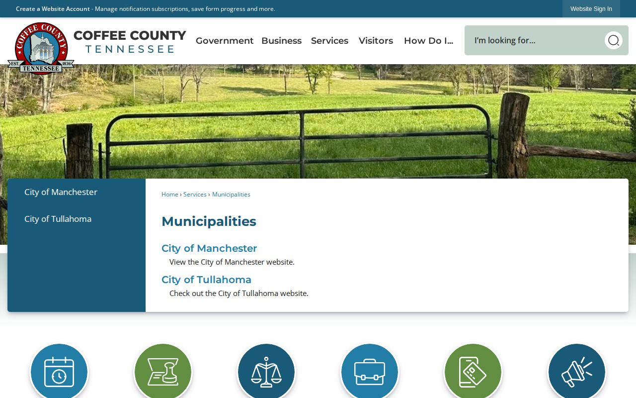 Coffee County municipalities page for recent arrests by city